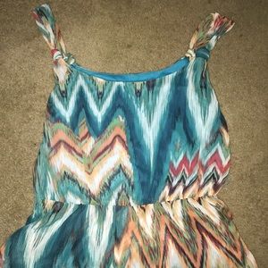 Polyester multi-color semi low high dress